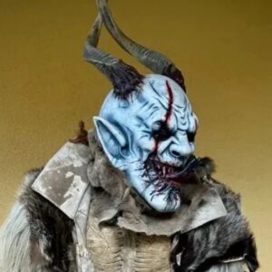 Mitterer Maske 2025 – Handgearbeitete Krampusmaske mit LED & Rehleder
